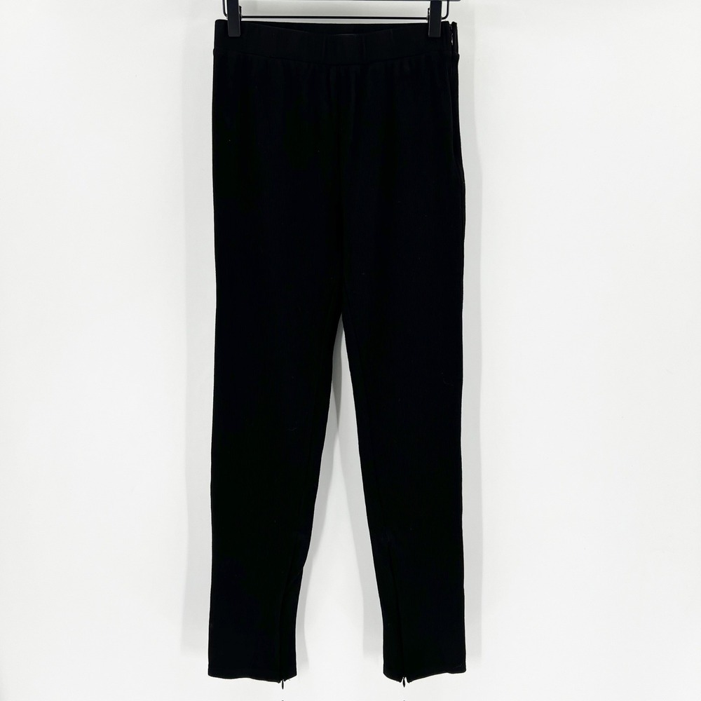Brooklyn Karma Ribbed Knit Pants Womens Large Black Excellent Side Zip‎ BRP0061